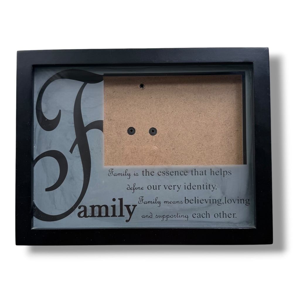 Black Wood Family Quote Shadow Box Picture Frame 4x6" Photo Opening 7.5x10" Love